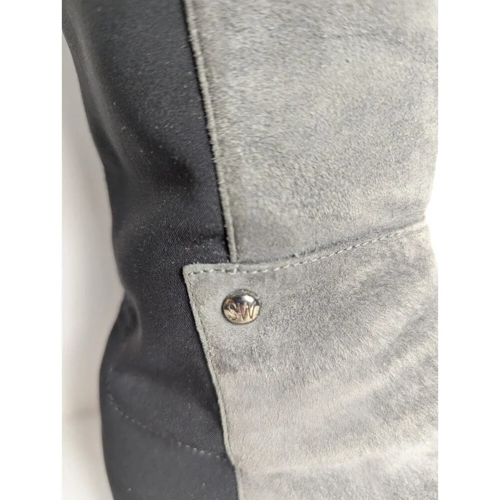 Stuart Weitzman Gray And Black 5050 Suede Knee‎ Boots Size 7.5M Stretch Low Heel